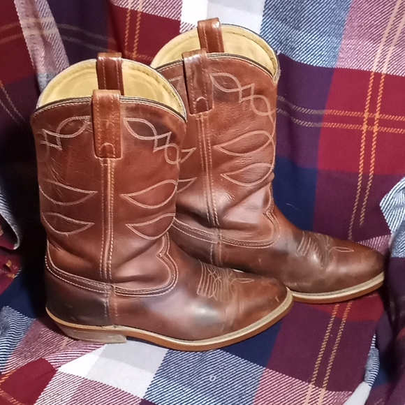 EUC Vibram Leather Western Boots Made In USA Size 7 - Picture 3 of 8